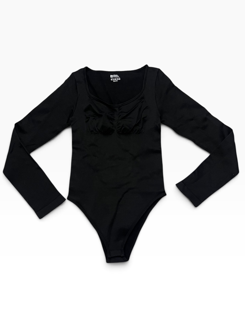 OQQ Ruched Front Long Sleeve Bodysuit NWOT Size Medium